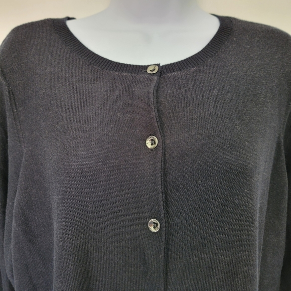 H By Halston Black Gray Knit Long Sleeve Cardigan Sweater Layering Size 1X - Picture 3 of 9